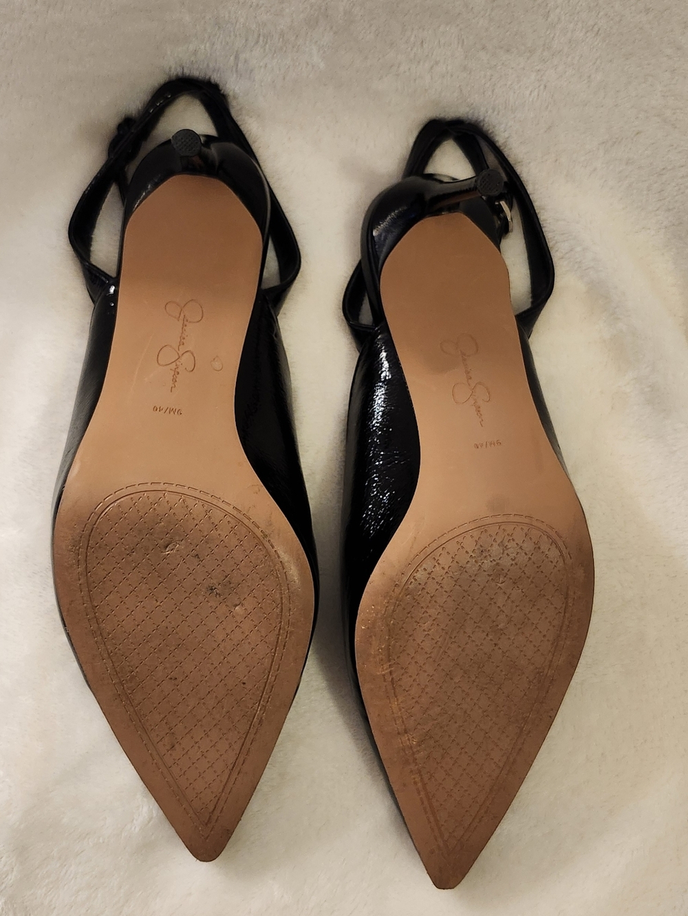 Jessica Simpson Black Patent Pointed-Toe Ankle Strap Heels - Picture 3 of 4